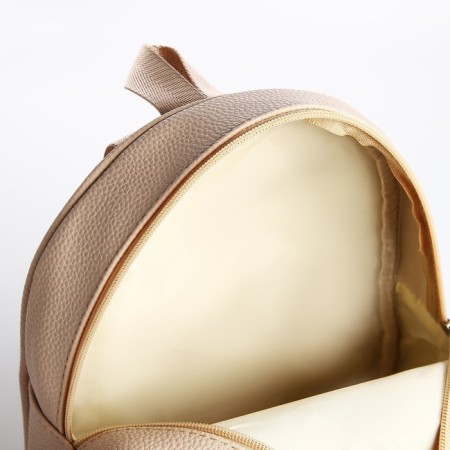 School backpack of artificial leather with a pocket NK 27x23x10 cm, beige color-4