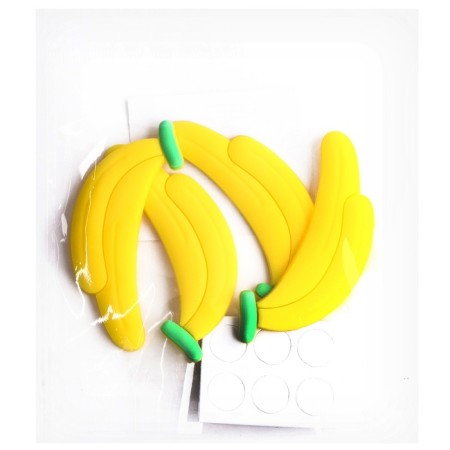 Decor silicone "Banans" set of 4 pcs., Size 1 pc. - 2.5 × 6.5 × 0.3 cm, glue pads-3