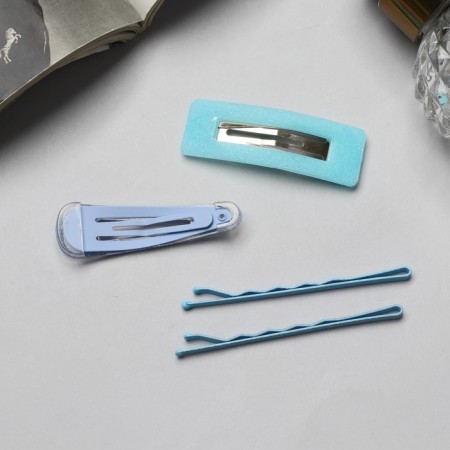 Invisibility for hair "Florence Paints" (set 4 pcs) 5.5 cm, blue-1