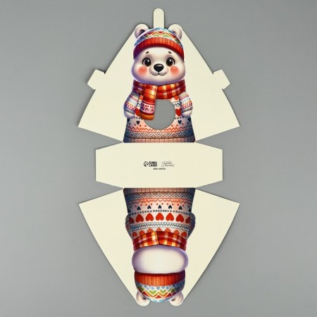 Folding box with the Northern Bear window, 9 x 14.7 x 6 cm, New Year-5