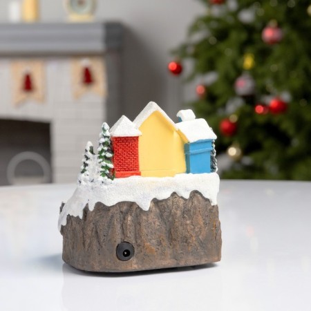 LED figure "Train and Snowman" 16 × 10 × 12 cm, polystone, AAAX batteries (not in the kit), USB, glow warm white-4