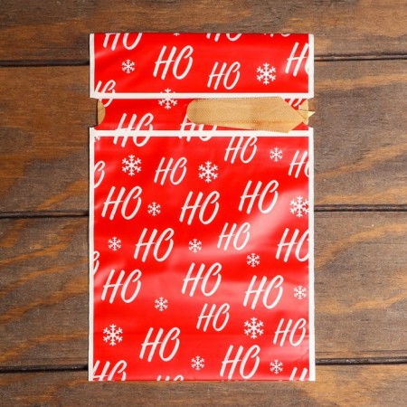 Polyethylene gift package "New Year's visit", with ties, 15*23cm-2