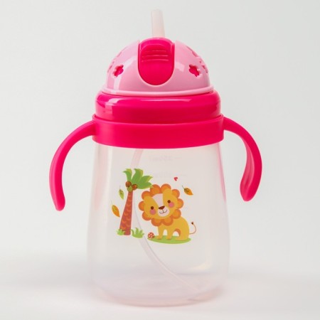 A drinker with a silicone tube and handles, 400 ml., Mix color-10