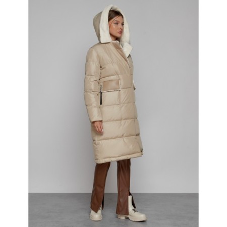 Coat insulated winter female, size 50, beige color-6