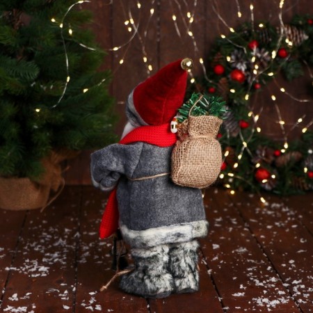 Santa Claus "in a long fur coat, with a flashlight" 28 cm, red-2