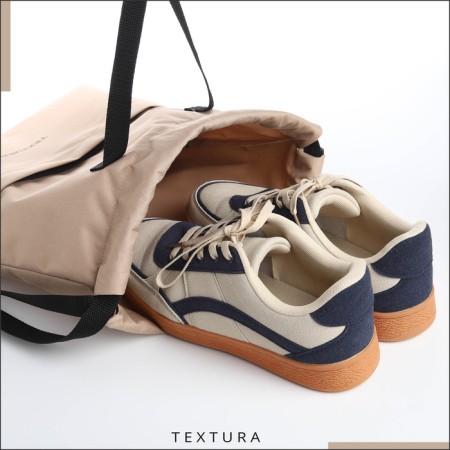 A bag for shoes with a pocket, textura, beige color-4