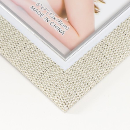 Photo frame plastic 13x18 cm "Weaving beige" Inner silver stroke 23x18 cm-2