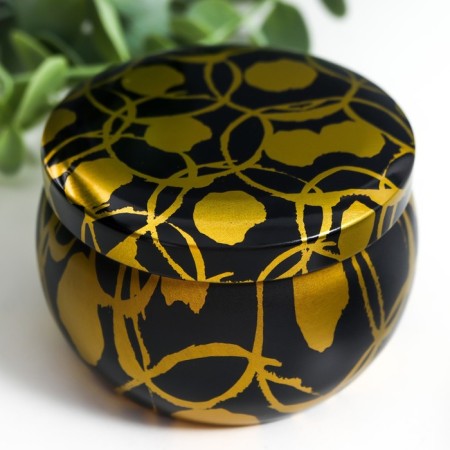 Casket Metal Round "Drawings with gold on white and black" mix 5.2x7.5x7.5 cm-7