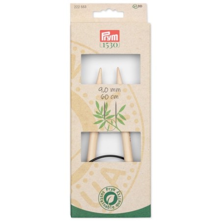 Circular knitting needles, bamboo, 9.0 mm/60cm, 1 pc