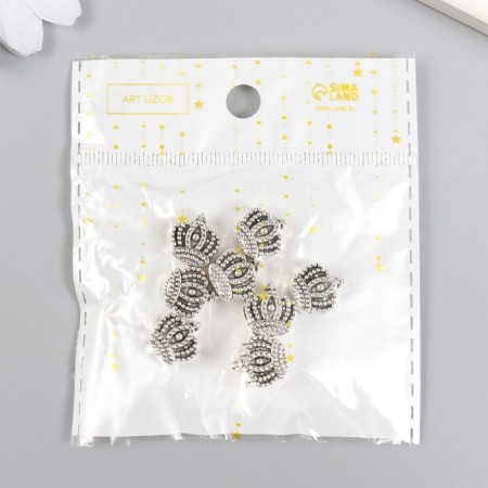 Bead for creativity Metal "Crown" silver 1.3x1.2 cm-3