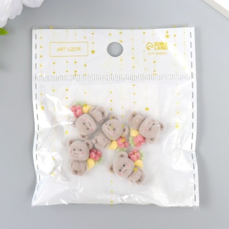 Decor for creativity velvet spraying "Bear with a bouquet" 0.6x1.8x2 cm-3