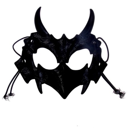 Carnival mask "Skull with horns", black color-1
