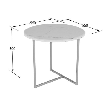 Table Commerce Albano, 550x550x500, white marble/chrome-1