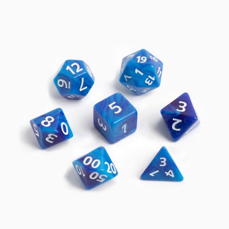 A set of cubes for D&D (Dungeons and Dragons, DND) "Game time", Series: D&D, 7 pcs, blue-blue-1