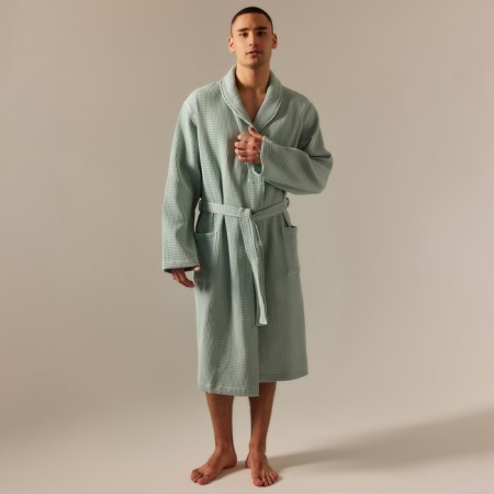Wafel dressing gown male SL Home: Basic "Azzura", size L, 100% cotton, 300 g/m2-3
