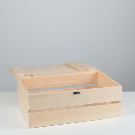 Wooden box 35 × 23 × 13 cm Gift with a sheet cover on loops with a lock-1