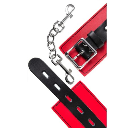 Handcuffs Toyfa Theater, leather, 23 cm, red-4