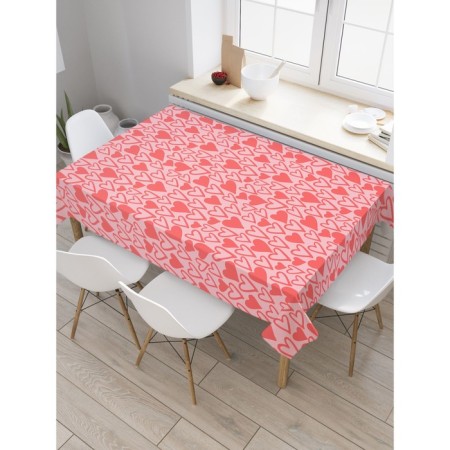 The tablecloth on the table “Many hearts”, rectangular, Saten, size 120x145 cm