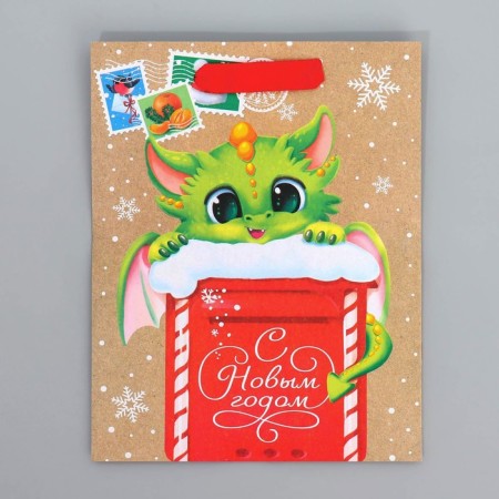 Craft vertical package "New Year's Post", MS 18 x 23 x 10 cm, New Year-8