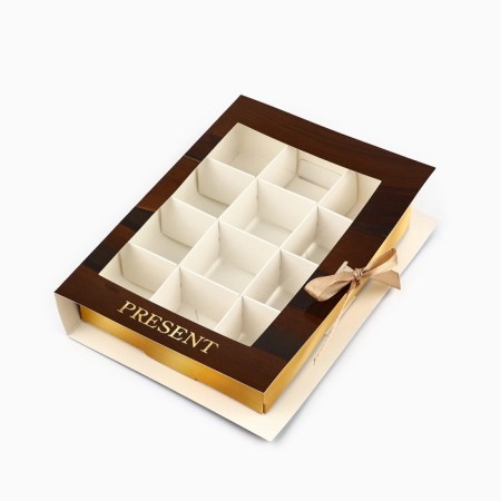 Box for 12 sweets with cells "tree" 18.5 x 13.5 x 3.5 cm