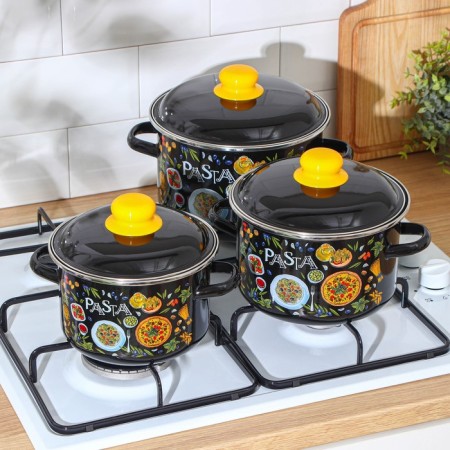 Set of Pasta pan, 3 subjects: 2 l, 3 l, 4 l, enameled covers, induction-3