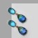 Earrings with rhinestones "Cleo" drops, color blue-green in gold