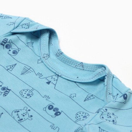Body baby with short sleeve, color blue/raccoon, height 68-1