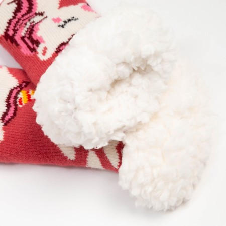 Children's socks with fur inside "unicorn", pink color, size 14-16 (24-27)-4