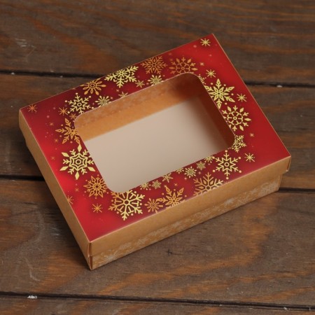 The box is folding, the lid is, with the “Happy New Year” window 16.5 x 12.5 x 5.2 cm-1