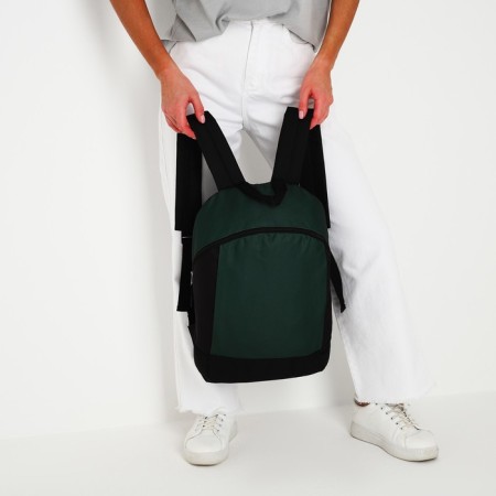 School textile Backpack 46x30x10 cm, vertical pocket, green color-7