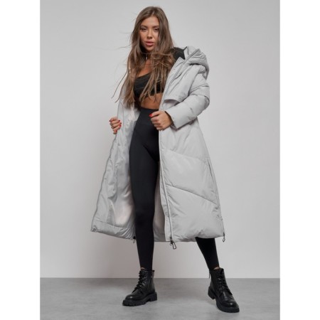 Coat insulated winter female, size 44, color light gray-12