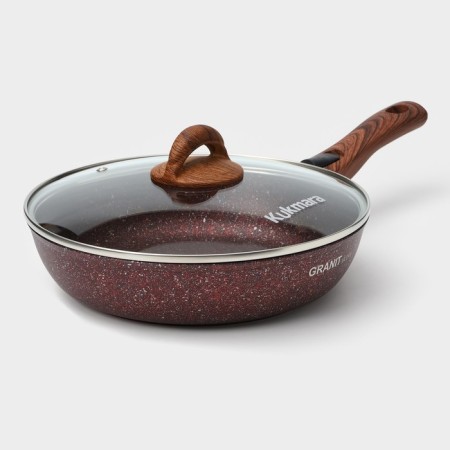 Granit Ultra Red, D = 26 cm pan, removable handle, glass cover, anti -stick coating, brown color