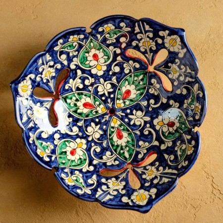 Rishtan ceramics "Flowers", 26 cm, blue-2