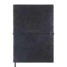Dated diary 2025, A5, 176 sheets of Escalada, soft cover cover, pancake embossing, liesse, block 70 g/m2, black