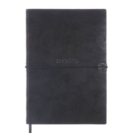 Dated diary 2025, A5, 176 sheets of Escalada, soft cover cover, pancake embossing, liesse, block 70 g/m2, black