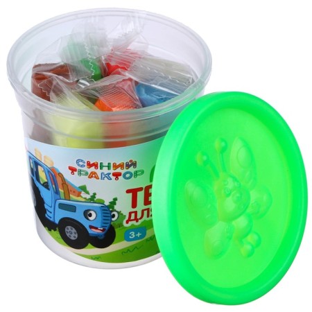 Modeling dough, 7 colors of 15 g, blue tractor, mix-2