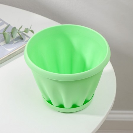 Pot for flowers with the Podon "Noble", 1 l, d = 14 cm, green color-2