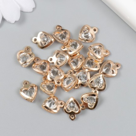 Decor for creativity Metal "heart" gold, crystal 0.6x1x1.1 cm-2