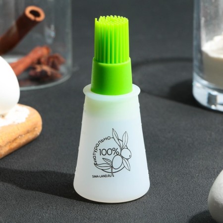 Brush for oil "Naturally", 11.8x5.2 cm, silicone, green color-2