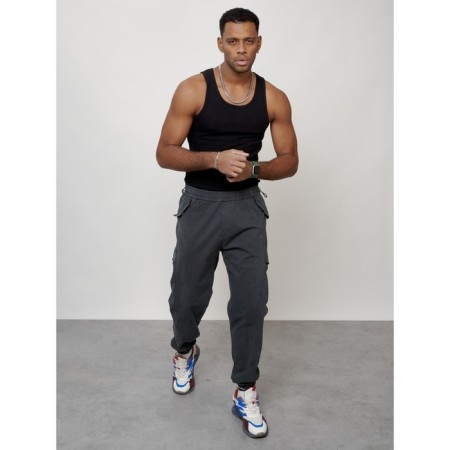 Cargo jeans men, size 44, dark gray color-9