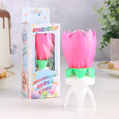 Candle for the cake musical "Tulip", spinning, pink, 14.5 × 6 cm-3
