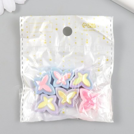 Busina for creativity plastic set 6 pcs. "Butterfly" color with mother -of -pearl mix 2x1.6 cm-3