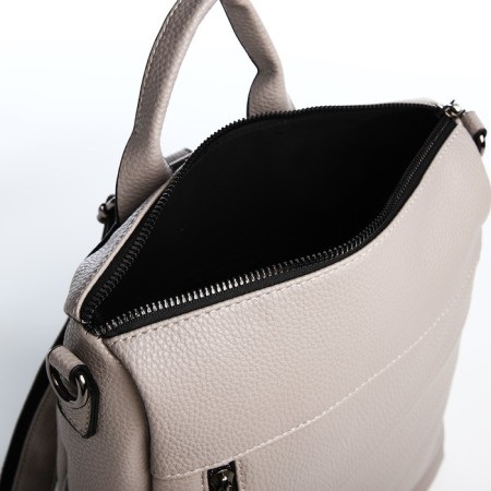 Women's backpack made of artificial leather with lightning, 4 pockets, gray color-6