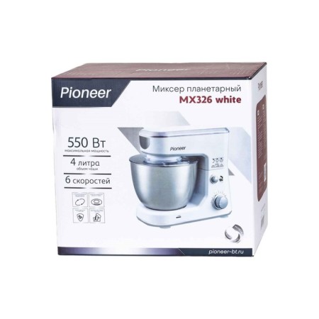 Mixer Pioneer MX326, Planetary, 550 W, 6 speeds, 4 l, white-10