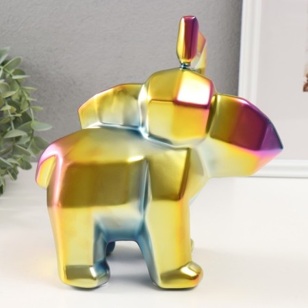 Souvenir Ceramics "Geometry. Elephant" Green Chameleon 10x20x21.5 cm-3