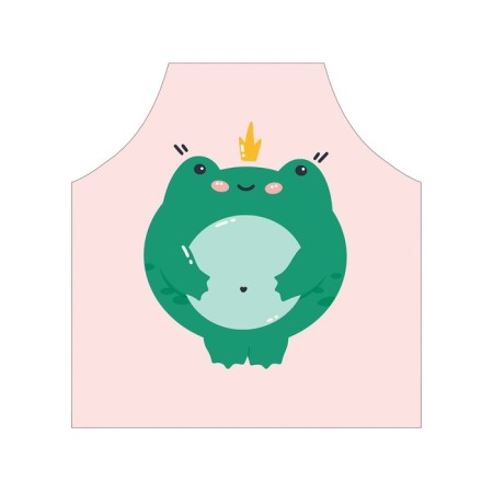 Apron kitchen with a “contented frog” photo print, adjustable, size OS-2