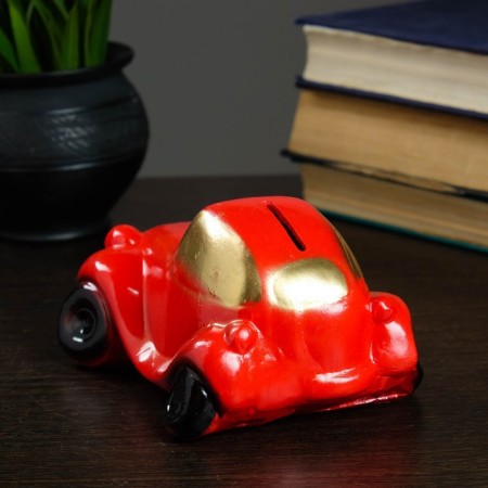 Piggy bank "car" red, 13x8cm-2