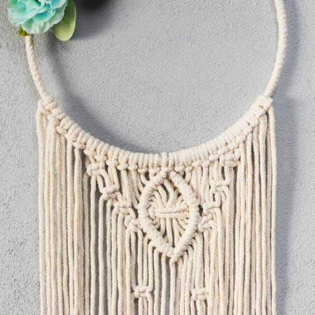 Panel wall -mounted macrame "Green Peony" 70x19 cm-2
