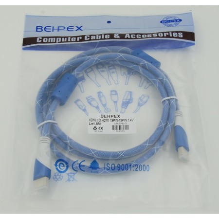 Audio-Video cable HDMI (M)/HDMI (M) 1.8m. Ferrite. Crusado gilding. Blue/white-1