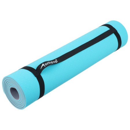 Fitness and yoga mat, 183x61x0.6 cm, gray/blue color-17